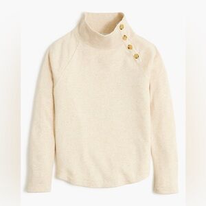 J. Crew Wide Button Collar Pullover Sweatshirt | Cream | Medium
